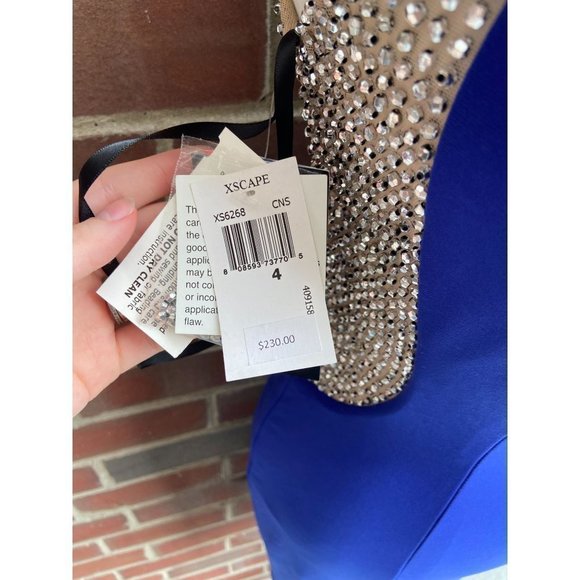 𝅺nwt Xscape Blue Beaded Evening Gown Size 4 - Picture 7 of 9